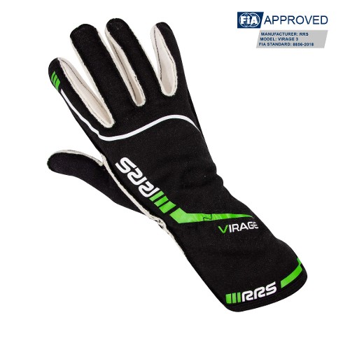 RRS Virage 3 Racing Gloves Black with Green logo