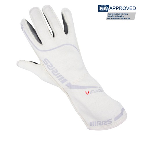 RRS Virage 3 Racing Gloves White with Grey logo