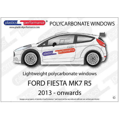 FORD Fiesta R5 - Lexan Polycarbonate window kit - Full 7 piece factory spec Fiesta R5 MK1 rally polycarbonate window kit
