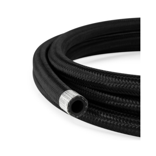 AN6 Rubber Black Nylon Braided Fuel Oil Coolant Hose Line