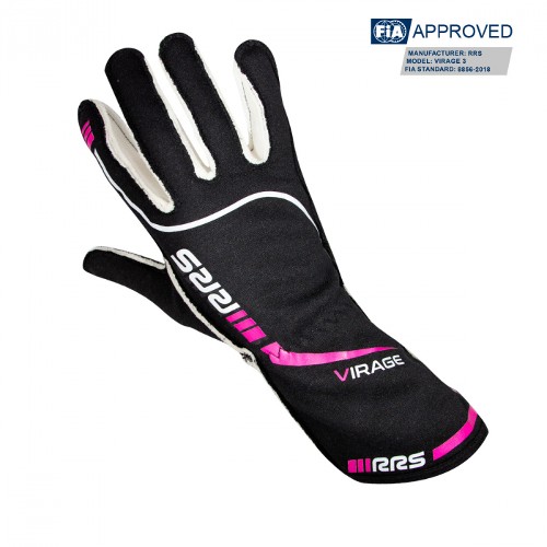 RRS Virage 3 Racing Gloves Black with Pink logo