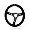 RRS Monte Carlo Steering Wheel, 350mm, 65mm Dish, Black Spokes, Black Vegan Suede with Red Stitching, 32x28mm Grip Section