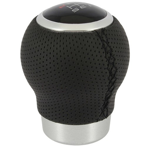 Round Gear Knob in Black with Black Stitch