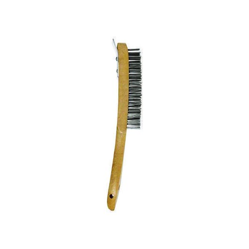 Woodened Handled 4 Row Wire Brush with Metal Scraper