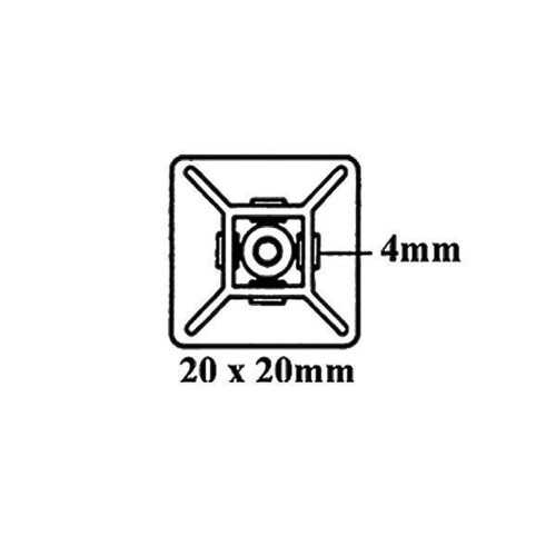 Adhesive Tie Mount 4mm Black Pk.100