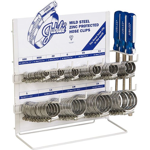 Jubilee Clip Dispenser 100 Clips & 3 Flexidrivers (Mild Steel Zinc Plated)
