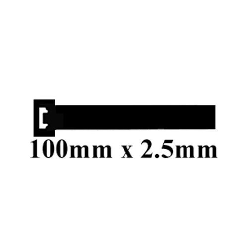 100 x 2.5mm Cable Tie Black Pk.100