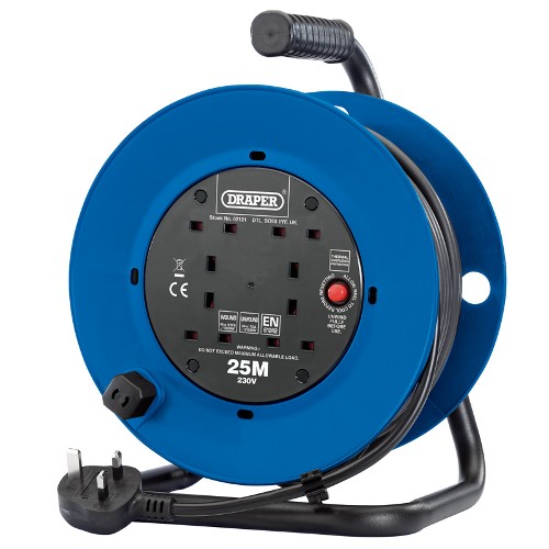 230V Four Socket Industrial Cable Reel - 25m