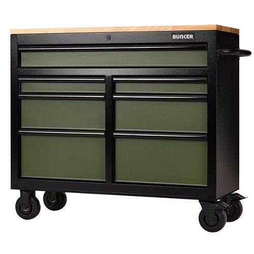 BUNKER 7 Drawer Workbench Roller Tool Cabinet 41" Green