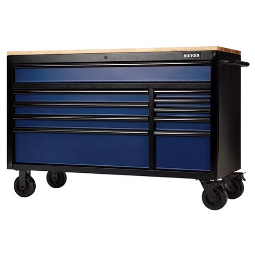 BUNKER 10 Drawer Workbench Roller Tool Cabinet 56" Blue