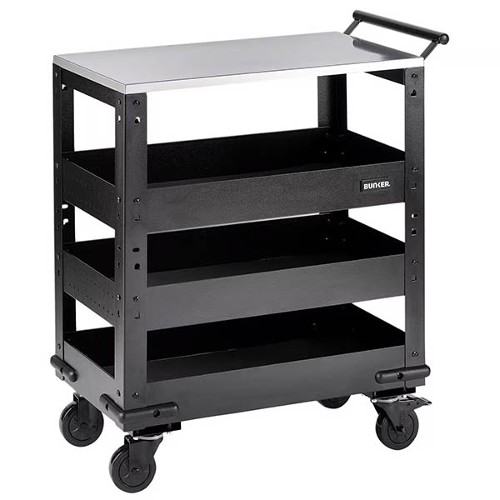 BUNKER 3 Tier Trolley with Pull Handle and Worktop 714mm