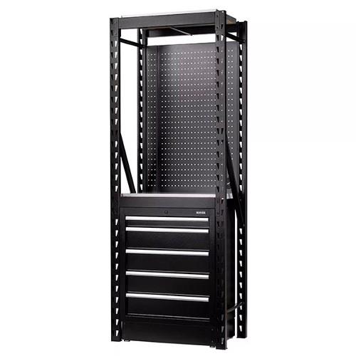 BUNKER 13 Piece Modular Storage Combo 2 Tier Racking with Pegboard and Floor Cabinet 750mm