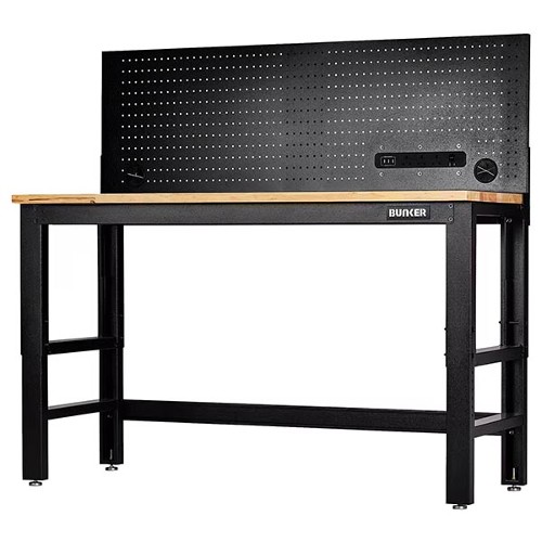 BUNKER Workbench with Worktop and Power Pegboard 1550mm