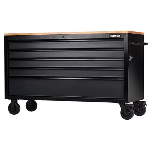BUNKER 5 Drawer Workbench Roller Tool Cabinet 61" Grey