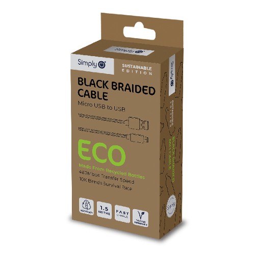 USB - Micro USB Braided Cable - 1.5M Black