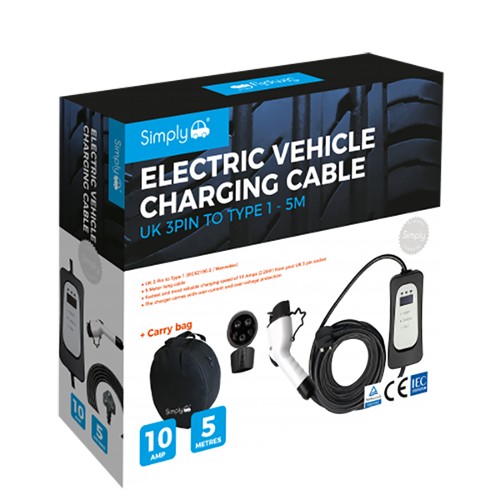 Electric Car Charging Lead (Type 1 to UK 3 Pin) Single Phase