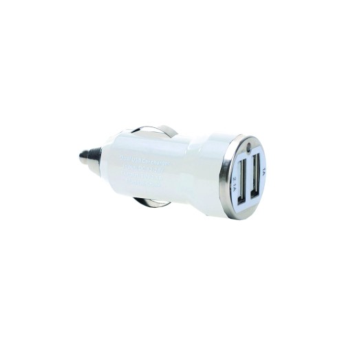 WHITE DUAL USB CAR CHARGER