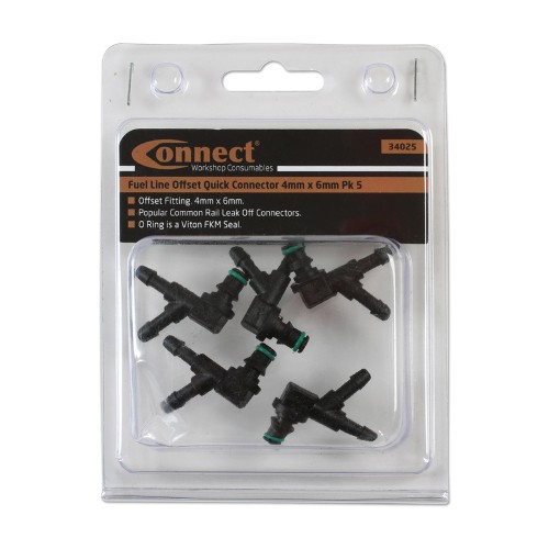 Fuel Line Offset Quick Connector 4mm x 6mm (Pack of 5)