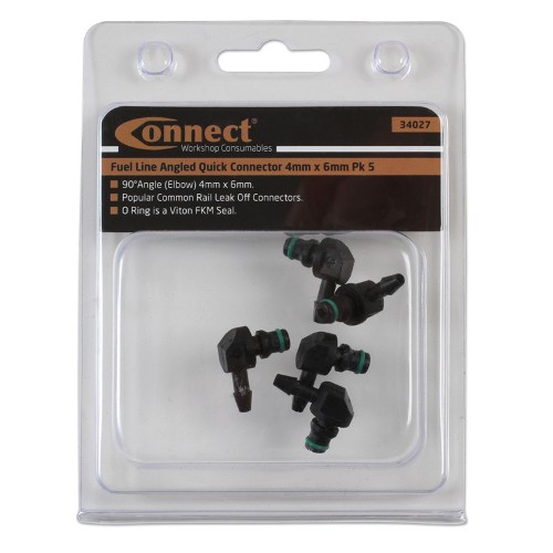 Fuel Line Angled Quick Connector 4mm x 6mm (Pack of 5)