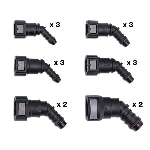 Assorted 45 Degree Angled Fuel Line Quick Connectors (16 Pieces)