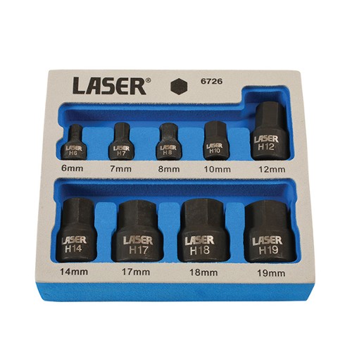 Low Profile Impact Hex Socket Bit Set 1/4 & 3/8 (9 Pieces)