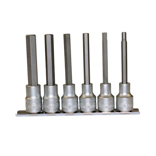 6 Piece 100MM Long 1/2" Drive Hex Bit Socket Clip Rail