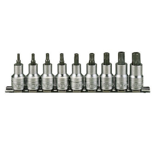 9 Piece 1/2" Drive TX Bit Socket Clip Rail