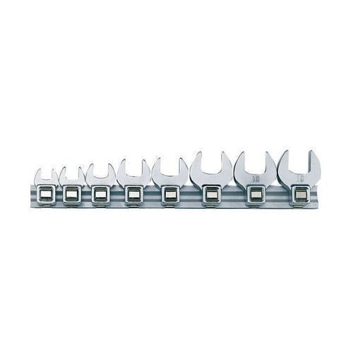 3/8" Crow Foot Wrench Clip Rail Set 8 Pieces
