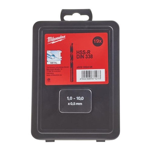 Milwaukee Metal Drill Bit Set 1-10mm (19 Pieces) HSS-R DIN 338