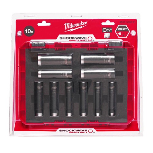 Milwaukee SHOCKWAVE IMPACT DUTY 1/2'' Drive Socket Set Long (10 Pieces)