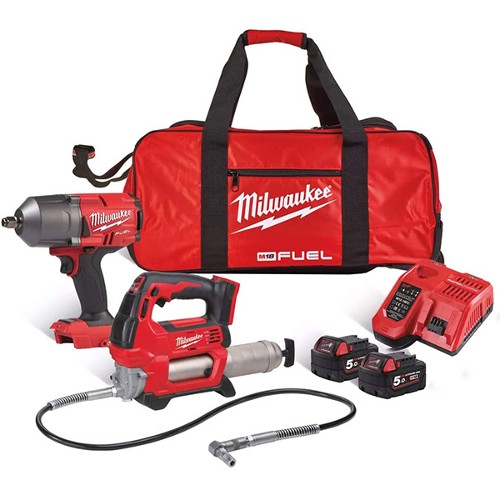 Milwaukee M18 FUEL High Torque Impact Wrench & Grease Gun Kit