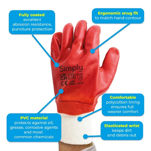 PVC Polycotton Lined Gloves (XL)