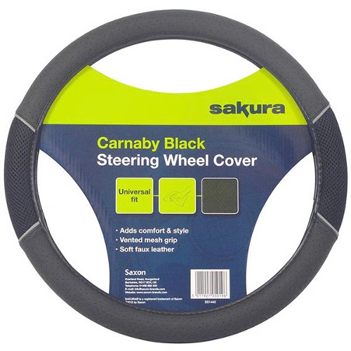 Sakura Carnaby Steering Wheel Cover - Black 38cm