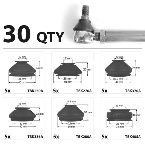 Assorted Track Rod End Boots (Pack of 30)