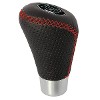 Black Leather Gear Knob with Red Stitching