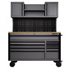 BUNKER 10 Drawer Roller Workstation with Workbench 56" Light Grey