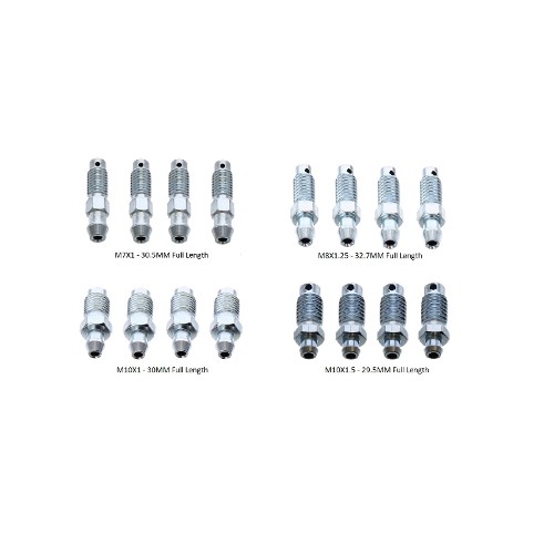 16 Brake Bleed Nipples Screws 4x M7x1 4x M8x1.25 4x M10x1 4x M10x1.50 Pack Set