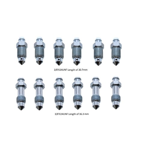 12 Brake Bleed Nipples Screws Two Lengths of 3/8'x24UNF Pack Set