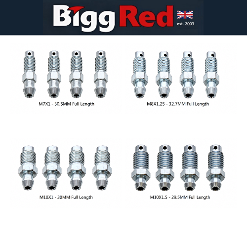 16 Brake Bleed Nipples Screws 4x M7x1 4x M8x1.25 4x M10x1 4x M10x1.50 Pack Set